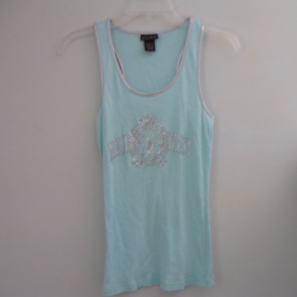 Aqua Blue Ribbed Tank Top 90s Baby Phat Large NEW - Picture 5 of 6